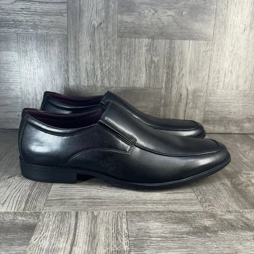 Perry Ellis Men's size 10 Ultra Cush Pablo 4 Black Leather Slip On Dress Shoes